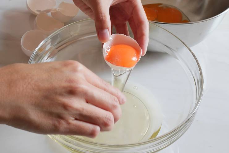 Separating the egg white and egg yolk