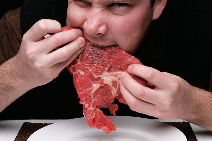 Eating uncooked meat