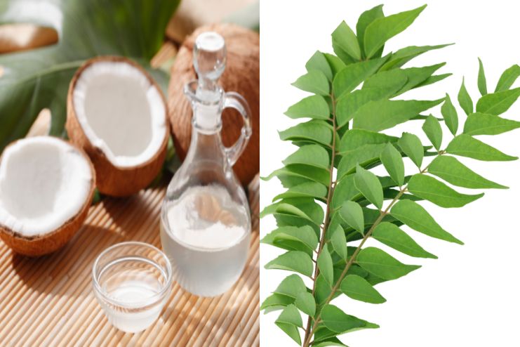 Coconut oil and curry leaves