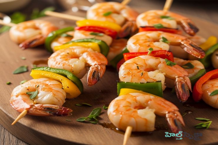 Shrimp & pepper kebabs